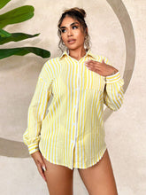 SXY Loose Striped Long Sleeve Shirt For Summer Vacation